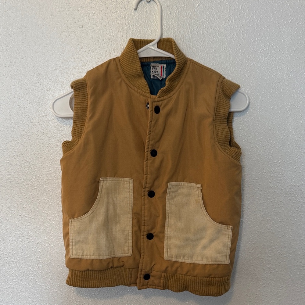 Kids Tan Corduroy Pocket Vest